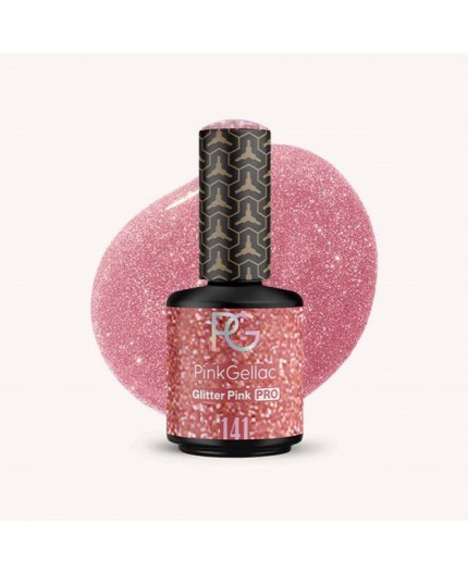 Pink Gellac 141 Glitter Rosa Pink Color Esmalte Gel Permanente