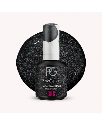 Pink Gellac 386 Reflective Black Color Esmalte Gel Permanente