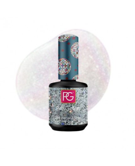 Pink Gellac 204 Diamond Silver Plata Color Esmalte Gel Permanente