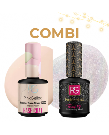 COMBI RUBBER BASE Mellow Peach + Top acabado perla - Touch Up Shimmering Pearl